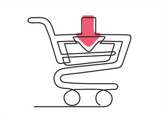 Poster - Shopping Cart Continuous Line Icon.