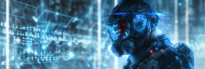 Fototapete - An apocalyptic or nuclear war robot in a chemical protective suit illustrated with digital 3D software and matte painted