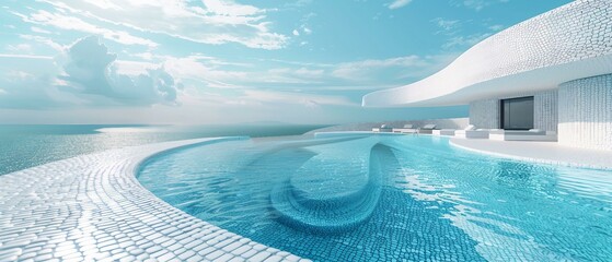 Canvas Print - A 3D render of an artistic swimming pool