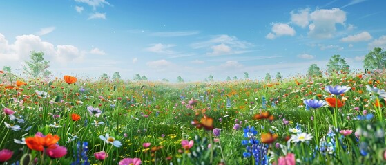 Wall Mural - Field of bright flowers