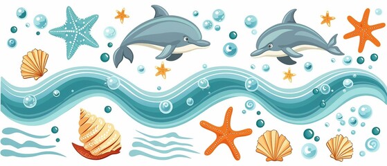 Sticker - Set of dolphins