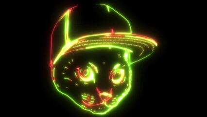 Poster - neon animation of cat head