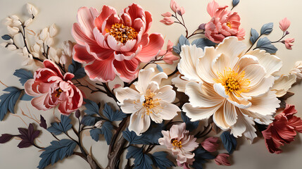 Fototapete - asian floral pattern drtstudio graphic poster background