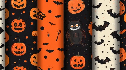 Wall Mural - Spooky Halloween Pattern Designs for Festive Decor
