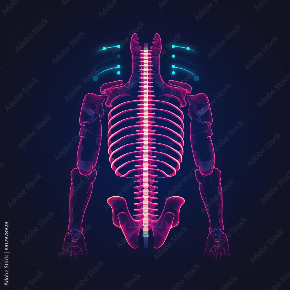 Spine File Animation Spinal Xray flat design front view spine alignment check theme ...
