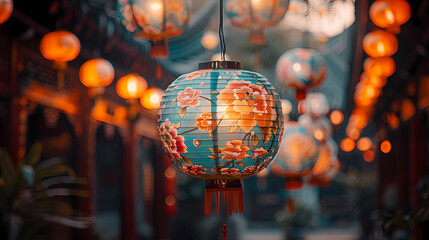 Wall Mural - Background of bright traditional chinese lanterns