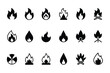 © mobarok8888 - Set of fire flat line icons, flames, flame of various shapes, bonfire vector illustration Silhouette Design with white Background and Vector Illustration