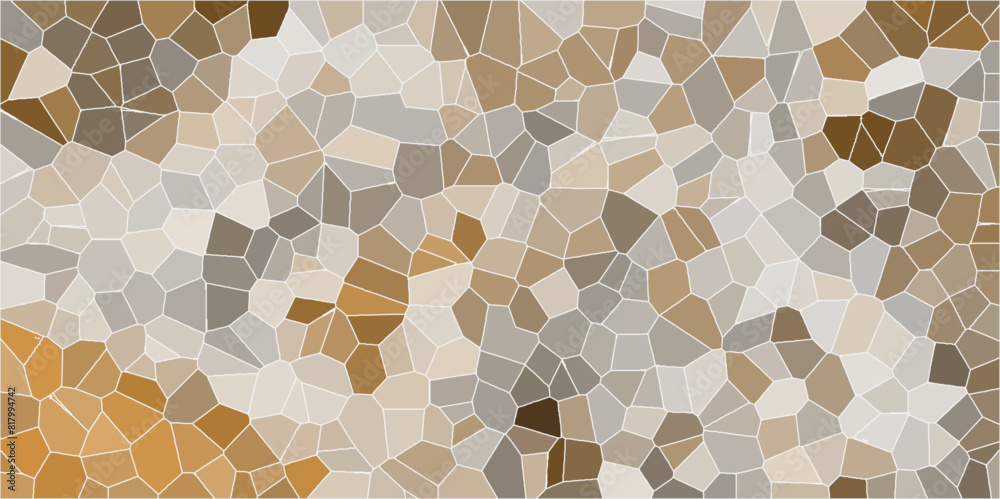 brown color Broken Stained Glass Background with White lines 3d shapes ...