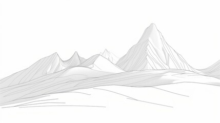 Elegant minimalist single-line mountain wallpaper, embodying simplicity on white.