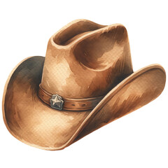 Illustration of a brown cowboy hat on a white background. Vector illustration.