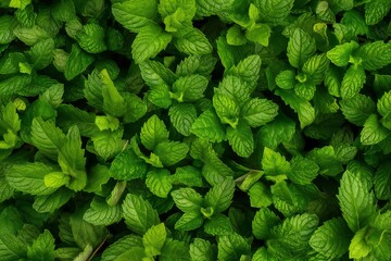 Fresh mint leaves texture background. Close-up