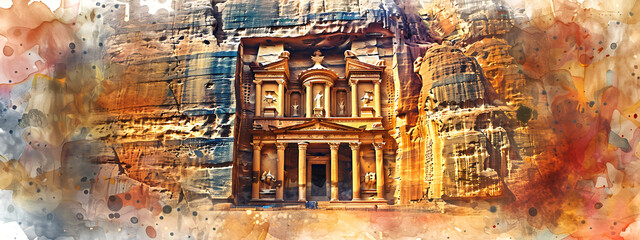 Wall Mural - Petra city illustration