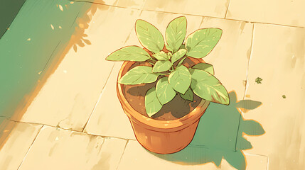 Sticker - Potted ornamental plants 2D illustration