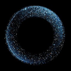 Wall Mural - Black Circle Background. Abstract Dark Space with Glittering Stars and Moonlight