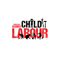 Wall Mural - Child labor Vector Child labor Poster  World Day Against Child labor Illustration Vector, World Day against Child Labour. Let's bring child labor down child labor creative ads design 12 June.