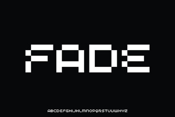 Wall Mural - geometric digital pixel bit alphabet display font vector illustration