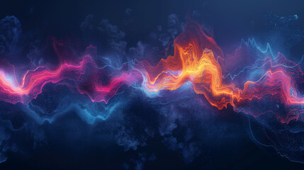 Wall Mural - Abstract digital art depicting weather radar patterns with vibrant colors and swirling shapes, representing atmospheric data in a visually dynamic manner.