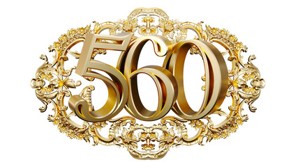 Wall Mural - golden number five hundred sixty in the center of decorative golden vintage frames, number 560