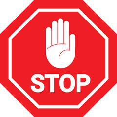 Wall Mural - Red stop sign with hand vector