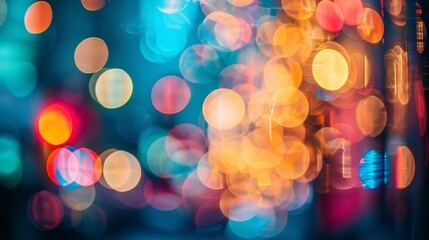Poster - Bright and colorful bokeh effect with blurred circles of light