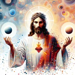 Wall Mural - A painting of a jesus christ holding his hands up art has illustrative art attractive.