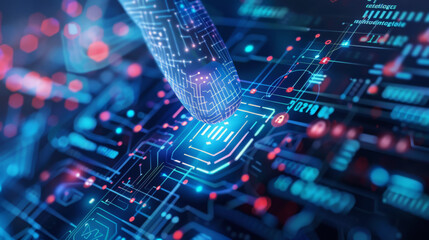 Poster - Cybersecurity, data protection concept. Computer user privacy security and data encryption, verify password or biometric identification for secure internet access