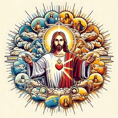 Wall Mural - A religious of jesus christ art of jesus christ art meaning realistic harmony used for printing.