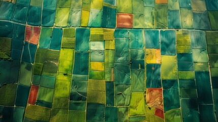 Wall Mural - A field of green and red tiles
