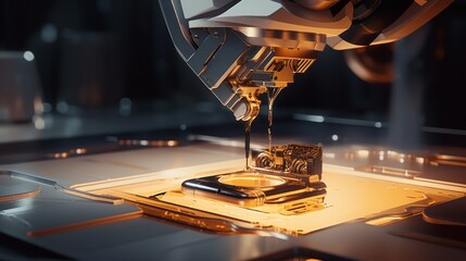 Poster - A robotic arm precisely places a microscopic sample onto a slide, preparing it for further analysis.