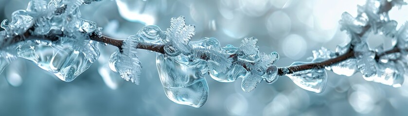 Wall Mural - A branch covered in ice and snow