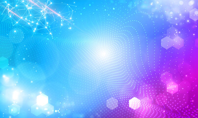 Fototapete - Abstract medical background and science background with Particles and Hexagons. Medicine genetic biotechnology and science technology for business solution and presentation. Science tech Vector EPS10.