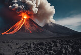 Fototapeta  - Eruption of a volcano. Landscape of an erupting volcano