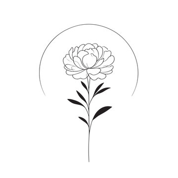 Botanical arts. Hand drawn continuous line drawing of abstract flower, floral. Vector illustration. 