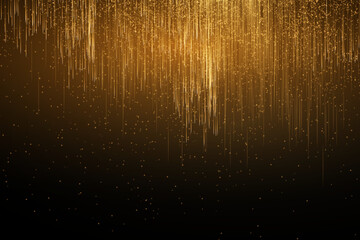 Wall Mural - Abstract vertical lines of gold, white, red, purple, green light glow on a transparent background. Garlands hang vertically, falling confetti lights, bokeh, sparkles png. Christmas background.