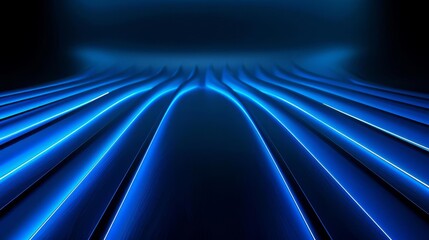 Wall Mural - retro blue stripes and curves on illuminated neon backdrop abstract backgrounds