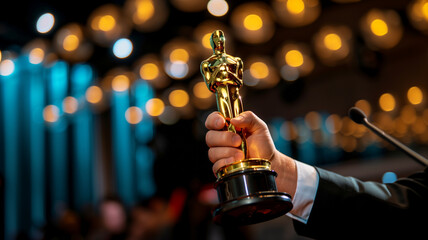 Man holding oscar award