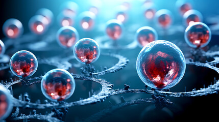 3d rendering of Human cell or Embryonic stem cell microscope background