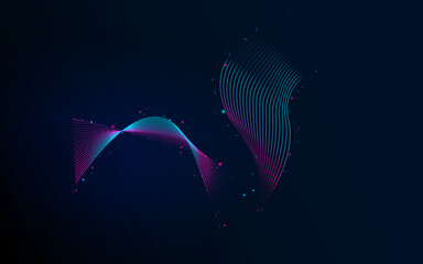 Poster - Abstract technology background with flowing gradient particles