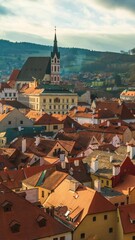 Wall Mural - Cesky Krumlov, in Bohemia's deep south, is one of the most picturesque towns in Europe vertical video time lapse