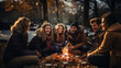 © AS Photo Family - Group of Friends Enjoying a Cozy Winter Picnic in a Park