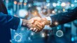 © ibooM - Business people, shaking hands and teamwork deal or agreement for b2b merger, investment or partnership. Collaboration, welcome and financial service at company or promotion
