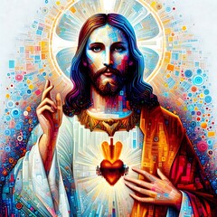 Wall Mural - A colorful art of a jesus christ lively has illustrative meaning art.