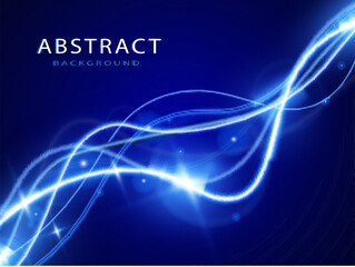 Wall Mural - Light blue trail wave vector.Glowing smooth curved lines.Laser wave,glowing light effect,blue trail.	

