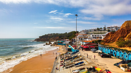 Wall Mural - Amazing view of town Olhos de Agua in Albufeira, Algarve, Portugal. Coastal view of town Olhos de Agua, Albufeira area, Algarve, Portugal.