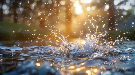 Canvas Print - A splash of water creates a beautiful, sparkling effect