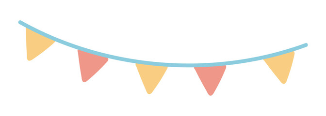 Poster - Flag garland in flat design. Festive party or carnival event decoration. Vector illustration isolated.