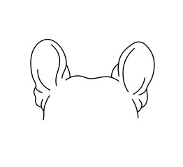 Wall Mural - vector isolated dog puppy top of the head with ears colorless black and white contour line easy draw