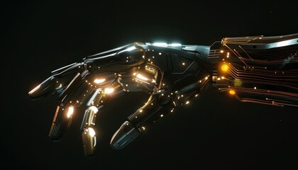 Wall Mural - A hand with a lot of glowing lights on it by AI generated image