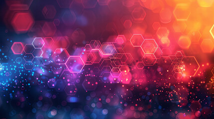 Poster - Abstract technology background with hexagons. 3d illustration. Bokeh.