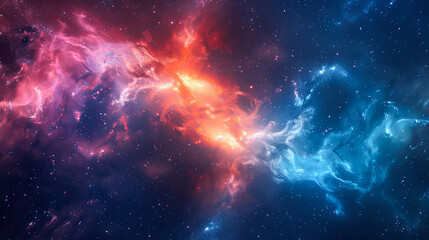 Wall Mural - abstract space background with stars and nebula, 3d render illustration